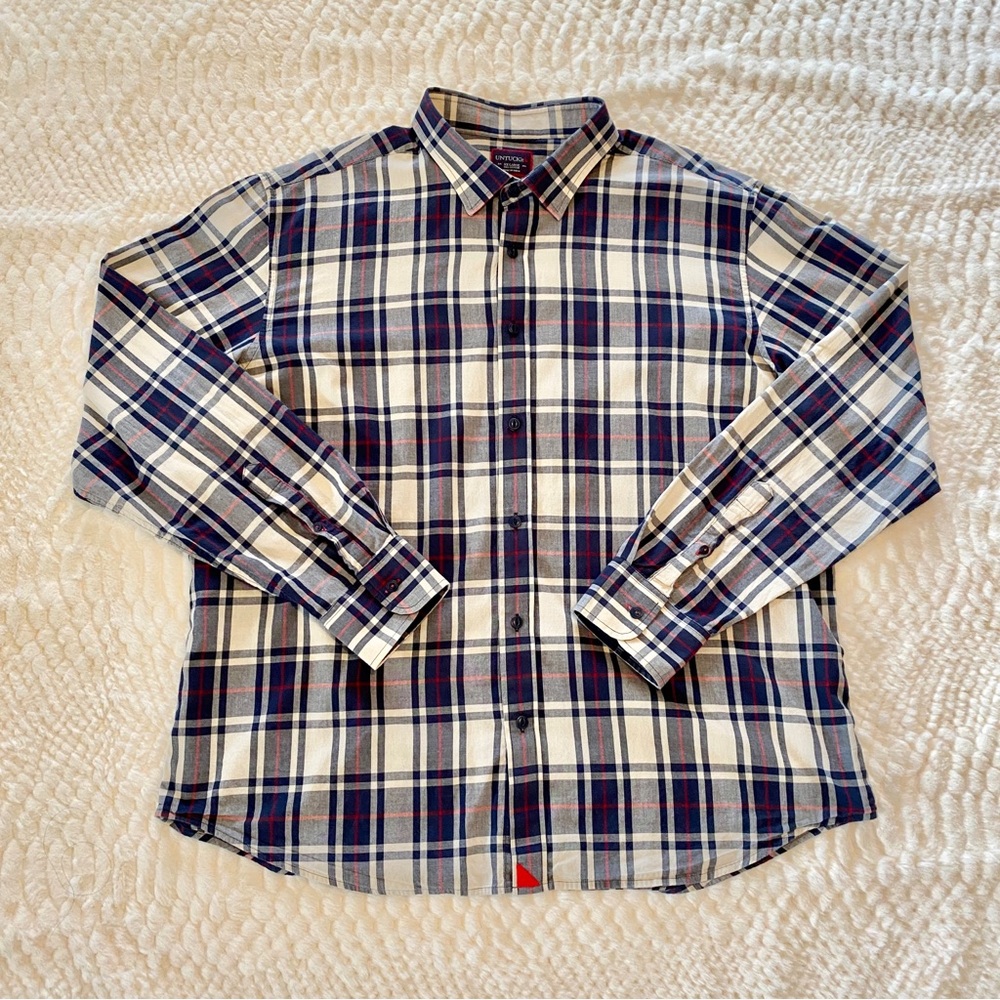 UNTUCKit 100% Cotton Button Up Long Sleeve Shirt Mens XXL Tartain Plaid Work